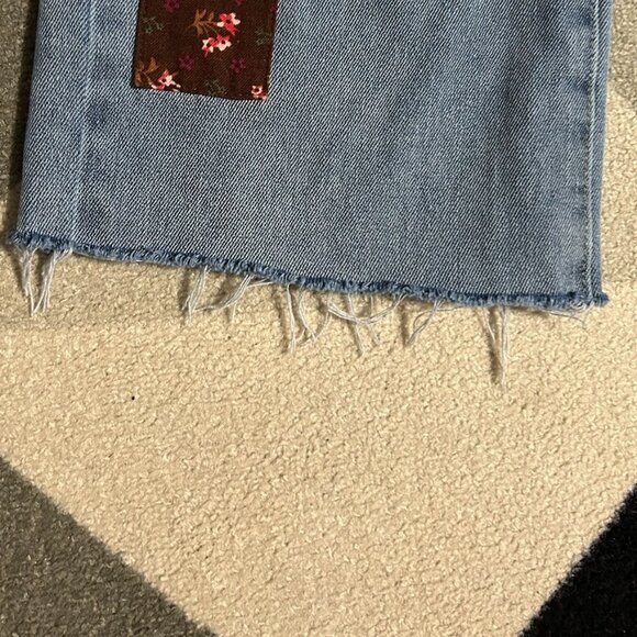 Cider Patchwork Distressed Raw Hem Cropped/Capris Jeans Women's Size M - Picture 6 of 11